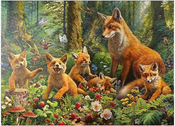 MyPuzzle Fox Family - Premium 1000 Piece Jigsaw Puzzle for Adults