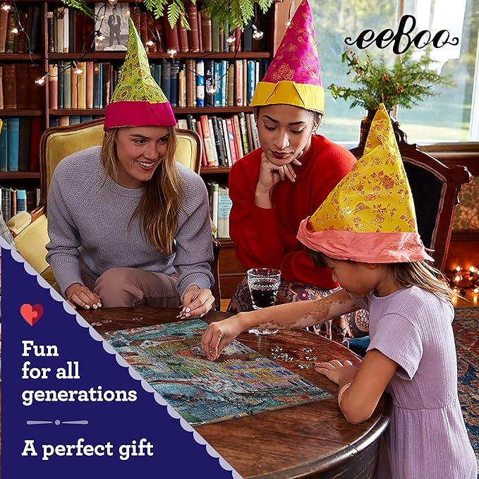 eeBoo 1000 Piece Puzzle - Artists in Venice Jigsaw Puzzle for Adults, Square 23" x 23" Made with Recycled Board & Vegetable-Based Ink