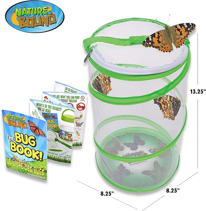 Nature Bound Butterfly Growing Kit - Live Caterpillar to Butterfly Project for Kids - Includes Voucher for Caterpillars, Green Pop-Up Enclosure, and STEM Learning Guide