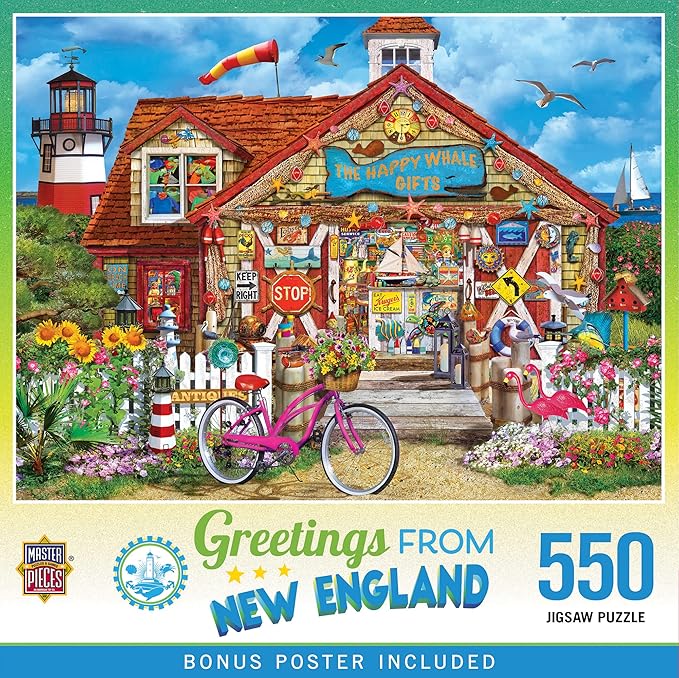 MasterPieces 550 Piece Jigsaw Puzzle for Adults, Family, Or Youth - Greetings from New England - 18" x 24"