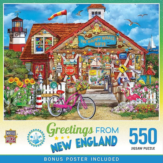 MasterPieces 550 Piece Jigsaw Puzzle for Adults, Family, Or Youth - Greetings from New England - 18" x 24"