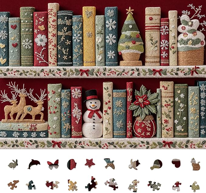 Holiday 1000-Piece Puzzle for Adults - Christmas Embroidery Book Collection Puzzle, Relaxing Jigsaw Puzzle, Fun and Challenging Jigsaw Puzzles, 26.65 x 19.25 in