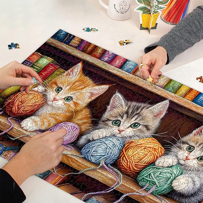 Bimkole Cat Puzzles for Adults 1000 Pieces, Books Paper Jigsaw Puzzle 1000 Pieces - Fun and Challenging Family Decoration Puzzle Great Gift Idea, Finished Size is 31.5 x 16.14 in
