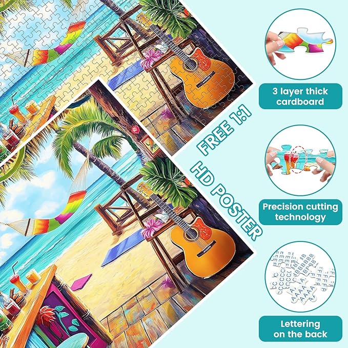 500 Piece Puzzle for Adults, Vacation Jigsaw Puzzle, Seaside Bar Puzzles 500 Pieces Birthday Party for Family Adults Funny Puzzle, Fun and Challenging Family Games 20.5×15 in