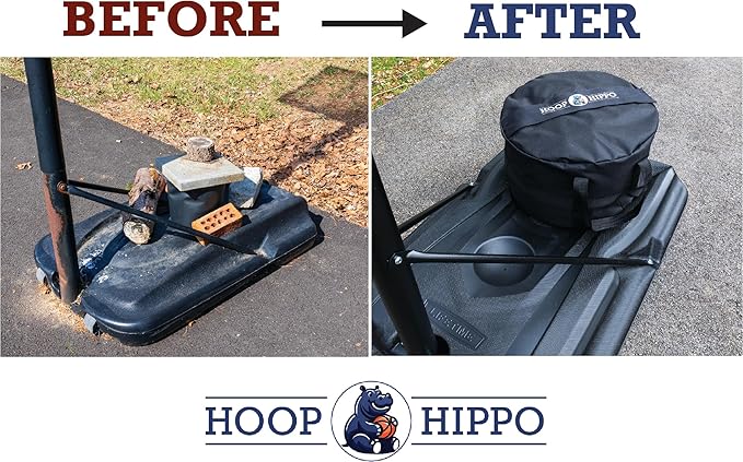The Hoop Hippo – Heavy-Duty Weight for Basketball Hoop Base – Holds Up to 200 lbs of Sand – Easy-to-Fill, All-Weather Design – Stability, Safety & Attractive