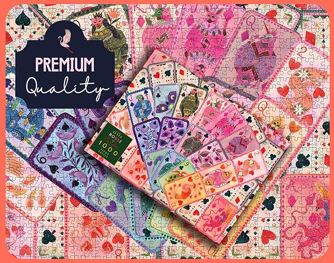 Elena Essex Puzzles for Adults 1000 Pieces - House of Cards, 1000 Piece Puzzle for Adults, Jigsaw Puzzles 1000 Pieces, Cool Deck Pack of Cards Puzzle, Size 28x20 inches