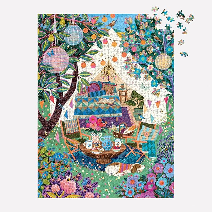 Galison Blooming Escape – 1000 Piece Jigsaw Puzzle Featuring Beautiful Artwork of A Luxurious Camp Scene