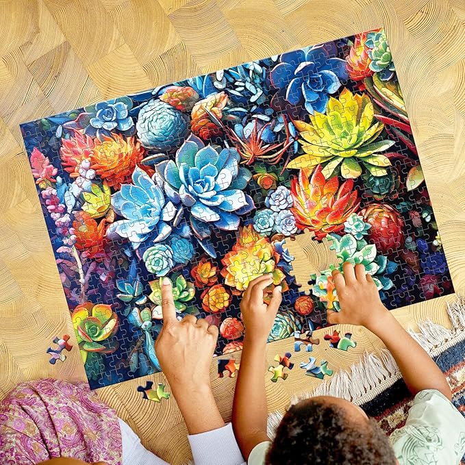500 Piece Puzzle for Adults-Succulent Plant Puzzle| Recycled Cardboard Jigsaw Puzzles 500 Pieces | Challenging Family Activity Great Gift Idea for Family Friends | Difficult Puzzles Size 20.5X 15 in