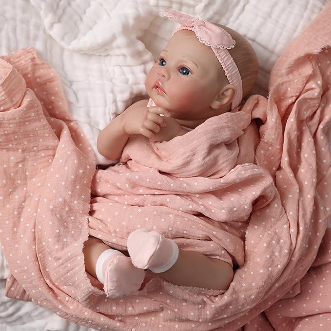 MYREBABY Lifelike Reborn Baby Dolls, 17 Inch Soft Vinyl Realistic Newborn Baby Dolls Poseable Real Life Baby Girls Dolls with Doll Accessories and Gift Box for 3+ Year Old Girls Kids