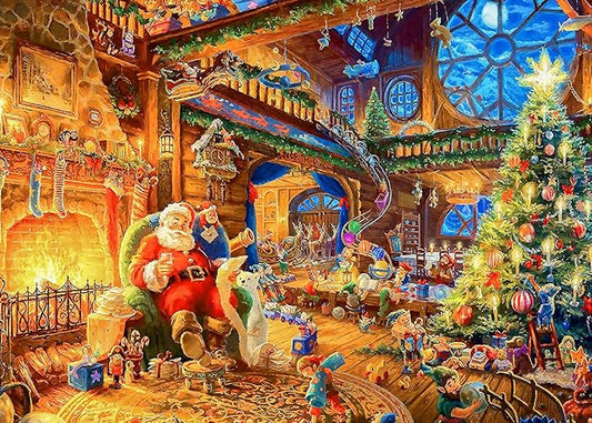 1000 Piece Christmas Puzzle for Adults Christmas Puzzle 1000 Pieces Santa Claus Puzzles Santa's House Oil Painting Puzzles Christmas Jigsaw Puzzle 1000 Pieces for Adults Teens Kids Challenging Gift