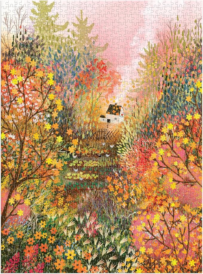 Galison Autumn in The Meadow – 1000 Piece Jigsaw Puzzle Featuring Beautiful Artwork of A Cottage Nestled Amongst A Fall Meadow