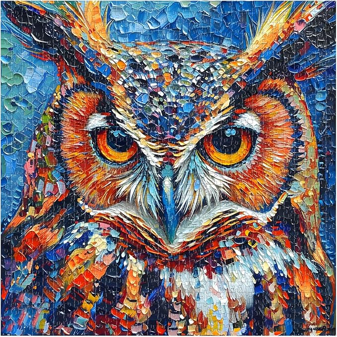 PICKFORU Owl Puzzles 1000 Pieces, Bird Art Hard, Impossible Difficult Jigsaw Puzzles 1000 Pieces Owl Painting Challenging