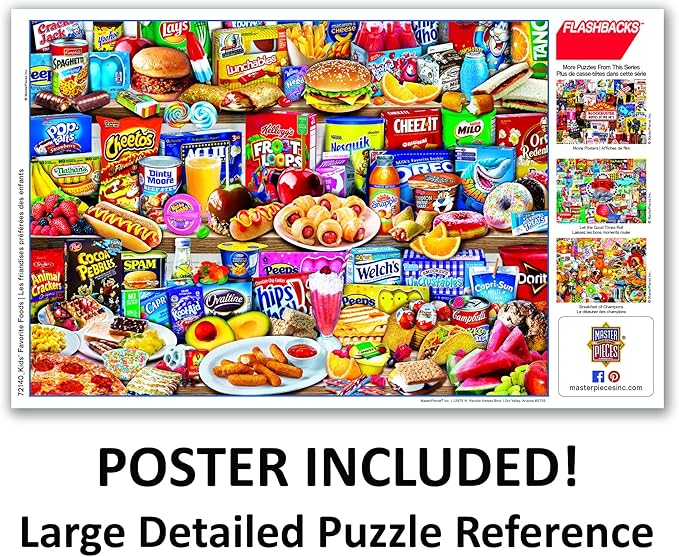 MasterPieces Kids Favorite Foods 1000-Piece Jigsaw Puzzle - Eco-Friendly Matte Finish - 19.25"x26.75" - Bonus Poster - Quality Guaranteed