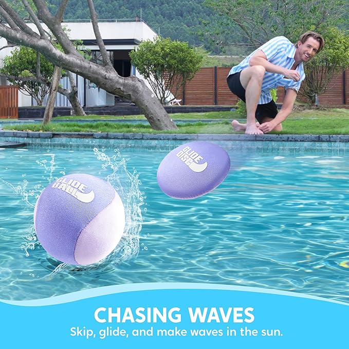 SYNCFUN 4 Pcs Skip Water Balls,Splash Water Bouncing Balls with Mesh Bag, Beach Toys for Kids, Pool Toys for Friends and Family, Fly Swimming Game Adults, Boys,Teens, Great for All Ages