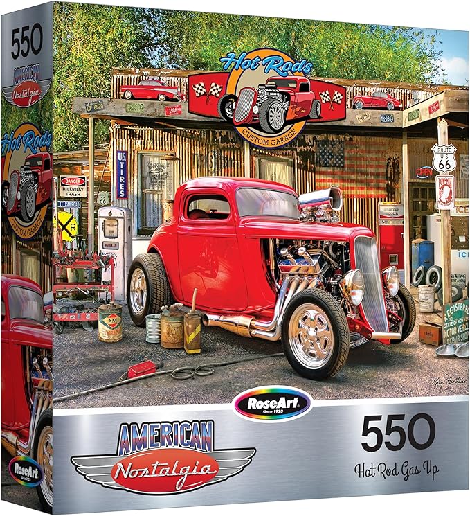 RoseArt - American Nostalgia - Hot Rod Gas Up 550 Piece Jigsaw Puzzle for Adults