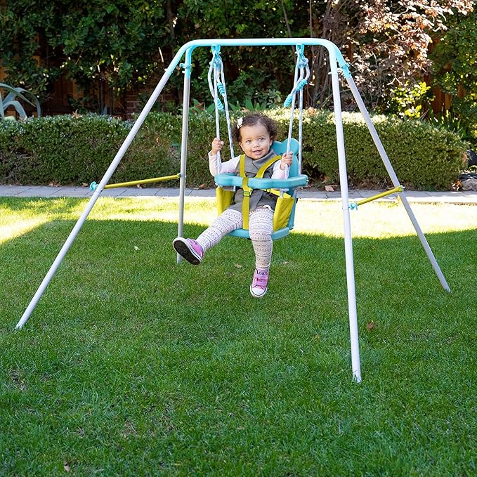 Sportspower FNS-004 My 1st Toddler Swing - Heavy-Duty Baby Indoor/Outdoor Swing Set with Safety Harness, Puppy Version, 58" L x 58" W x 47" H