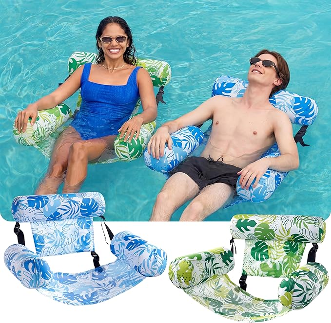 SLOOSH Inflatable Pool Floats Adult,2 Packs Floating Lounge Chairs,Blow up Pool Noodles for Adult Heavy Duty,Floating Chair for Party Summer Water Beach Lake Fun