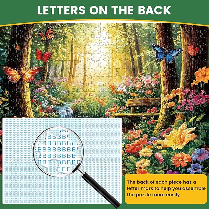 500 Piece Jigsaw Puzzle for Adults, Forest Butterfly Jigsaw Puzzle 500 Piece Forest Jigsaw Puzzles for Adult Butterfly Puzzles for Adults - Challenging Family Activity Gift 20.5 x 15 Inch