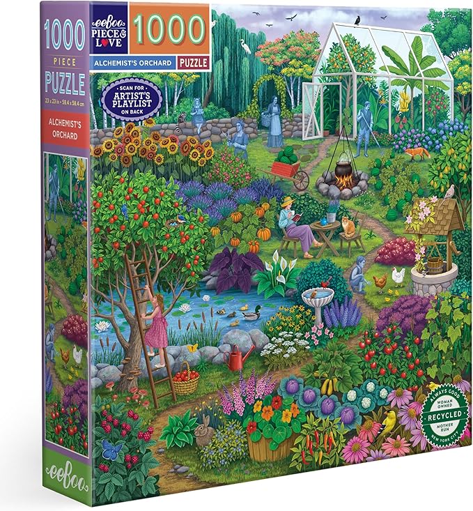 eeBoo 1000 Piece Puzzle - Alchemist's Orchard Jigsaw Puzzle for Adults, Square 23" x 23" Made with Recycled Board & Vegetable-Based Ink