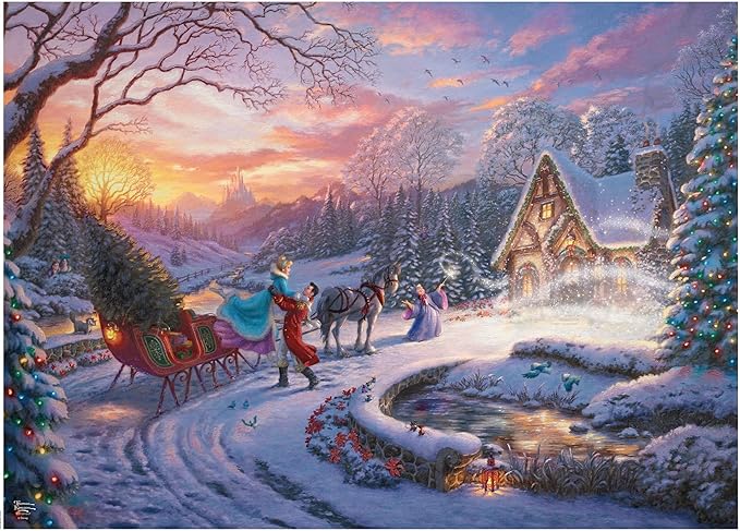 Ceaco - Thomas Kinkade - Disney - Holiday - Cinderella Bringing Home The Tree - 1000 Piece Jigsaw Puzzle