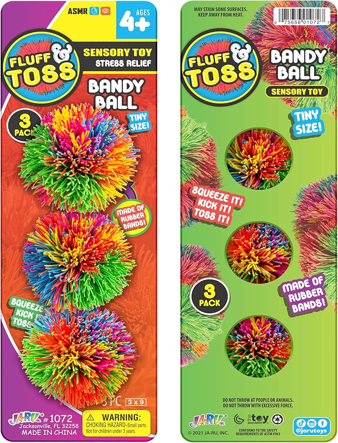 JA-RU Mini Stringy Balls for Kids (2-Pack, 3 Stringy Ball Each) Sensory Stress Balls for Kids w/ Rubber Strings. Stress Relief Toy. Party Favors & Goodie Bags Stuffers for Teens. 1072-2s
