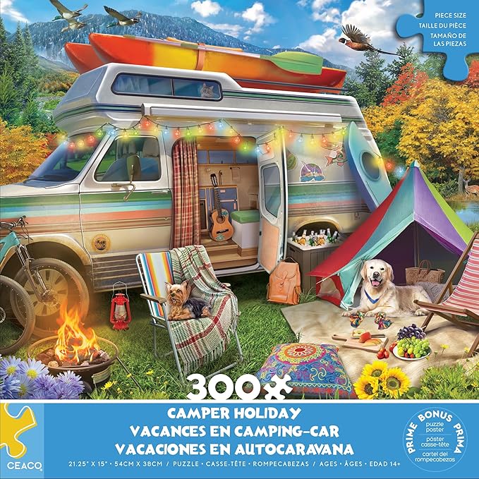 Ceaco - Large Piece Jigsaw Puzzle - Eduard - Camper Holiday - Relaxing and Fun Activity for Adults