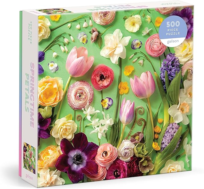 Galison Springtime Petals – Julie Seabrook Ream 500 Piece Puzzle Featuring A Variety of Flowers Blooming During Spring Months