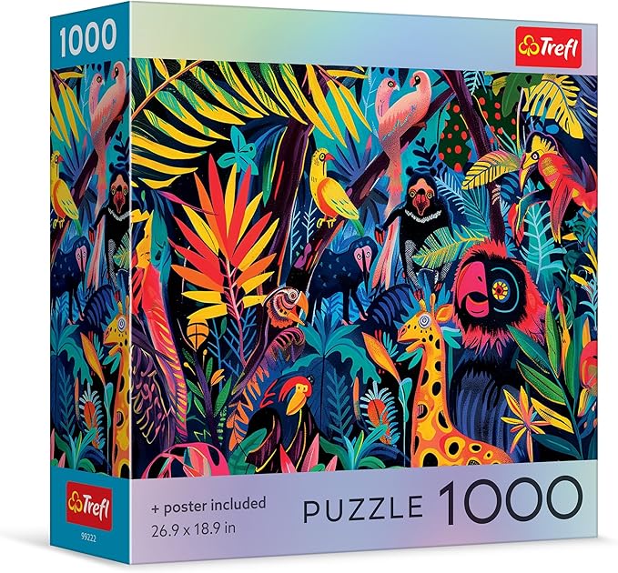 Trefl - Square Box - in The Jungle 1000 Piece Jigsaw Puzzle 27"x19" Print, DIY Puzzle, Creative Fun, Classic Jigsaw for Adults and Children from 14 Years Old