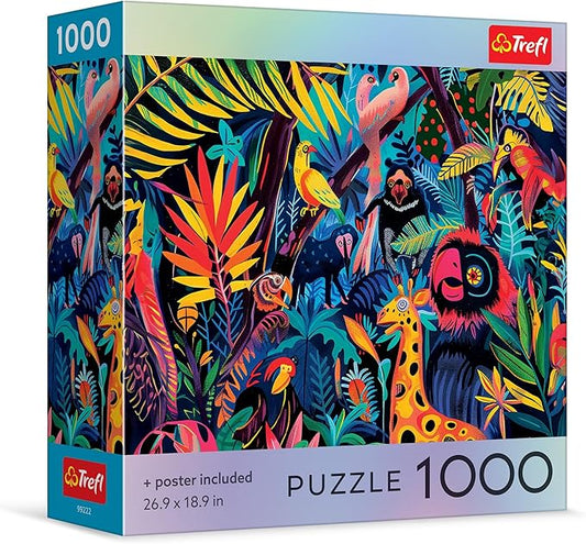 Trefl - Square Box - in The Jungle 1000 Piece Jigsaw Puzzle 27"x19" Print, DIY Puzzle, Creative Fun, Classic Jigsaw for Adults and Children from 14 Years Old