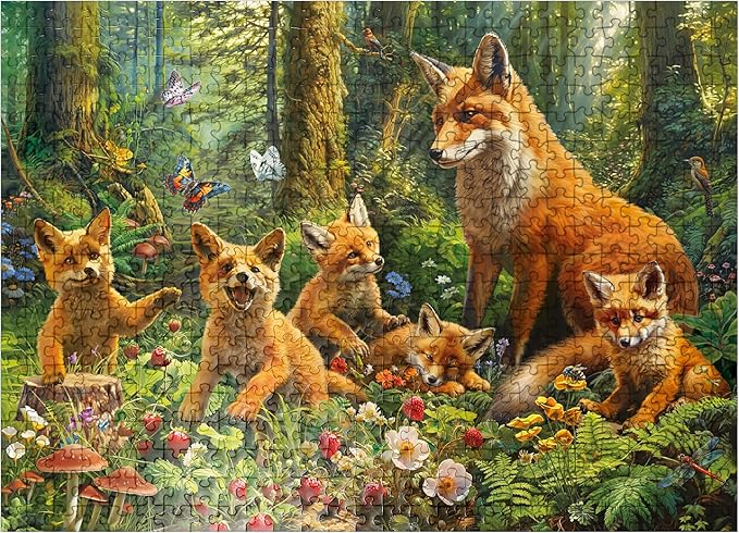 MyPuzzle Fox Family - Premium 500 Piece Jigsaw Puzzle for Adults