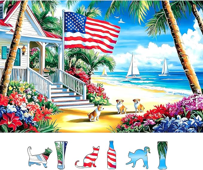 500 Piece Puzzles for Adults Seaside Retreat Villa Cottage - Beach House Jigsaw Puzzles for Adults Challenging Game for Home Decor, Party, Gifts, Finished Size 23" x 15"