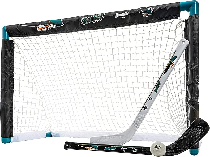 Franklin Sports NHL Mini Hockey Set - Kids Indoor Knee Hockey Goal, Ball, + 2 Stick Combo - Youth Team Indoor Toy Set - Official - Ages 3+