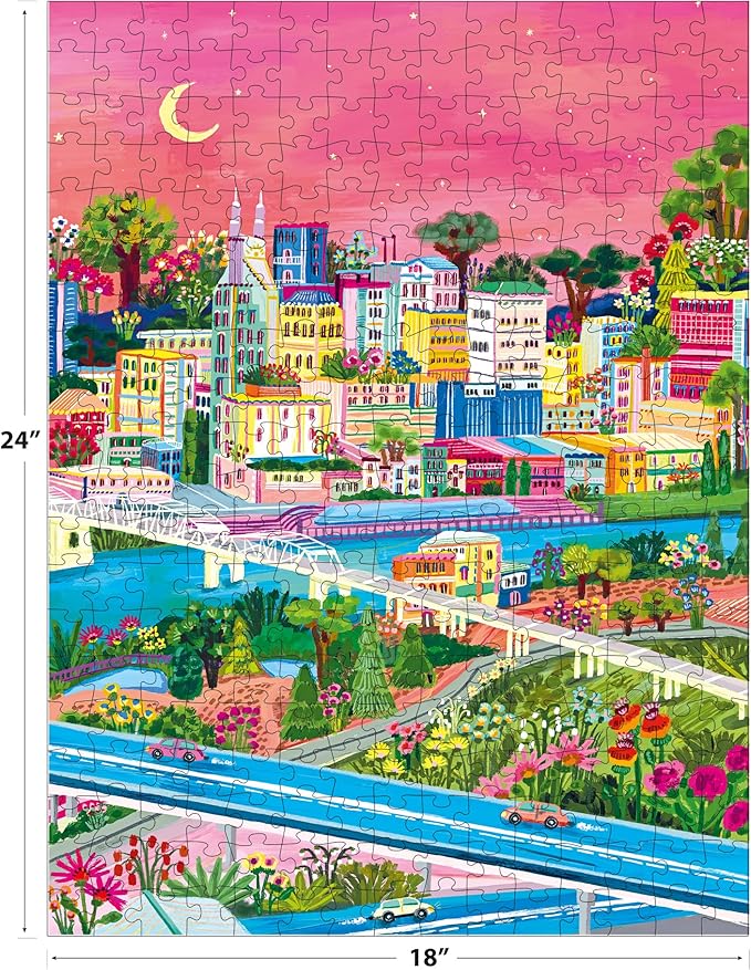 RoseArt - Millie Illustrates - Nashville - 300 Piece Jigsaw Puzzle – Vibrant Cityscape Artwork, Fun & Relaxing Puzzle for Adults