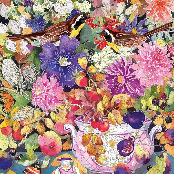 eeBoo 500 Piece Puzzle - Autumn Bouquet Jigsaw Puzzle for Adults, Circular with 23" Diameter Made with Recycled Board & Vegetable-Based Ink