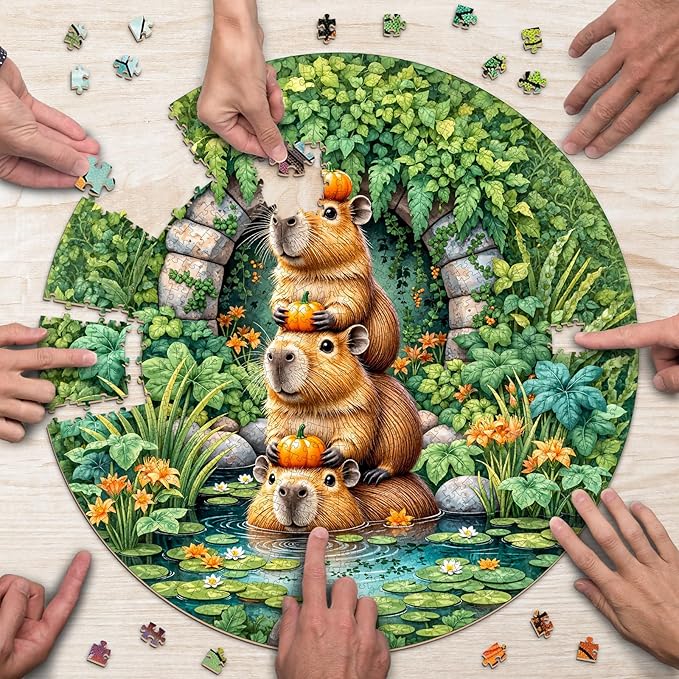 Capybara Puzzles for Adults 1000 Pieces, Round Animal Jigsaw Puzzles 1000 Pieces, Impossible Difficult Hard Challenging Puzzles for Adults, Art Puzzle for Home Decor (26.5 * 26.5in)