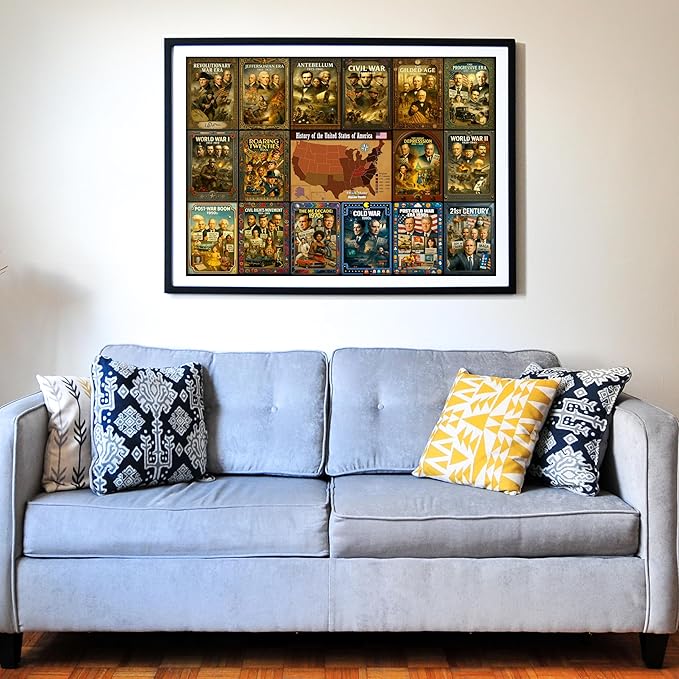 Think2Master History of The United States 500 Pieces Large Format Jigsaw Puzzle: 13+, Teens, Adults & Families. Great Gift. Presidents, Key Events & ERAS from 1776 to Today. Size: 26.8” X 18.9”