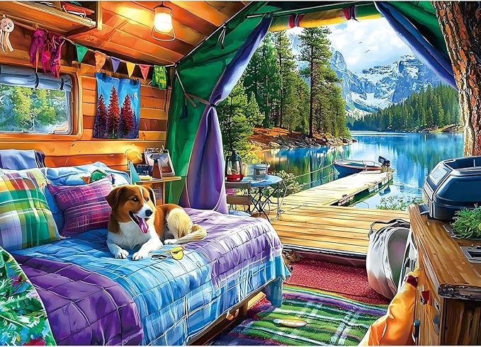 1000 Piece Jigsaw Puzzles for Adults, Camping Tent - Mountain Scenery, Impossible Hard Difficult Challenging Puzzles for 1000 Pieces, Gift for Adults Jigsaw Puzzles Lovers, 27.5 x 19.7 inch