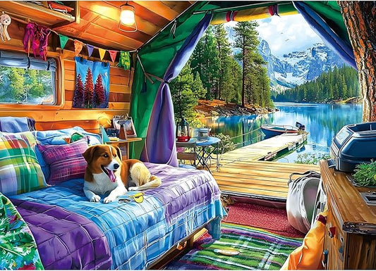 1000 Piece Jigsaw Puzzles for Adults, Camping Tent - Mountain Scenery, Impossible Hard Difficult Challenging Puzzles for 1000 Pieces, Gift for Adults Jigsaw Puzzles Lovers, 27.5 x 19.7 inch