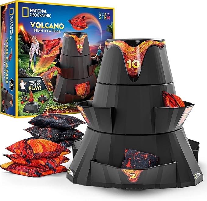 NATIONAL GEOGRAPHIC Volcano Bean Bag Toss Game for Kids - Cornhole Game Set with 5 Backyard Games, Bean Bags for Tossing, Yard Games for Kids, Outdoor Kids Games, Patio Games (Amazon Exclusive)