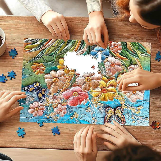 500 Pieces Puzzles for Adults,Colorful Flower Spring Butterfly Garden Jigsaw Puzzle Plant Art Decoration Nature Scene for Gifts Adults and Teens Family Challenging Game (23 x 15 Inch)