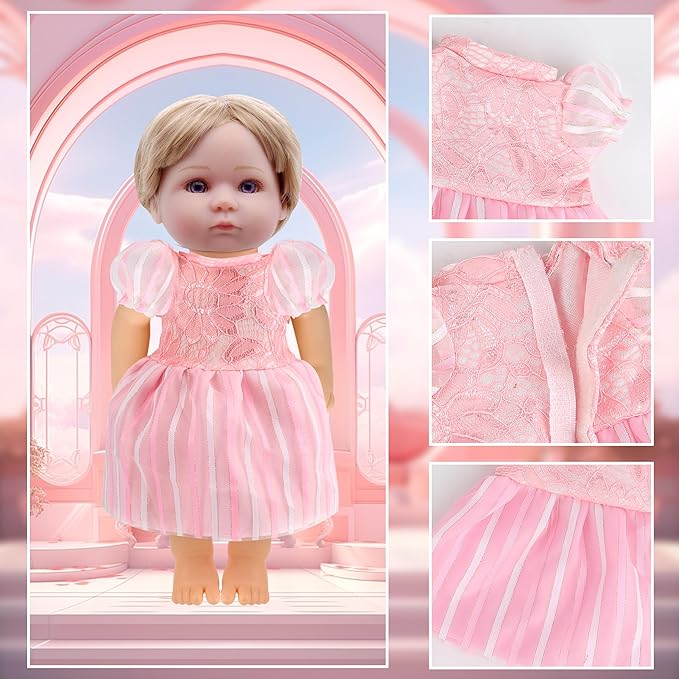 6 Sets Doll Clothes for 10-12 Inch Dolls - Princess Dresses, Gowns, Swimsuit & Outfits for Baby Alive & Similar Dolls, Cute Toddler Girl Boy Gift Accessories (Pink/Colorful)