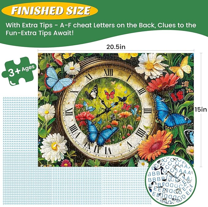 500 Pieces Puzzle for Adults,Fantasy Forest Clock Puzzle,Recycled Cardboard Flowering Time Puzzles 500 Pieces,Challenging Game Home Decor Birthday Party Gift Toy for Adults Seniors 20.5 * 15 in