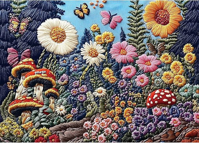 Puzzles for Adults 1000 Pieces, Embroidered Wildflowers Puzzle Impossible Hard Difficult Challenging Jigsaw Puzzles for Adults, Flowers Puzzle for Family Games Gift, 27.5 x 19.7 inch
