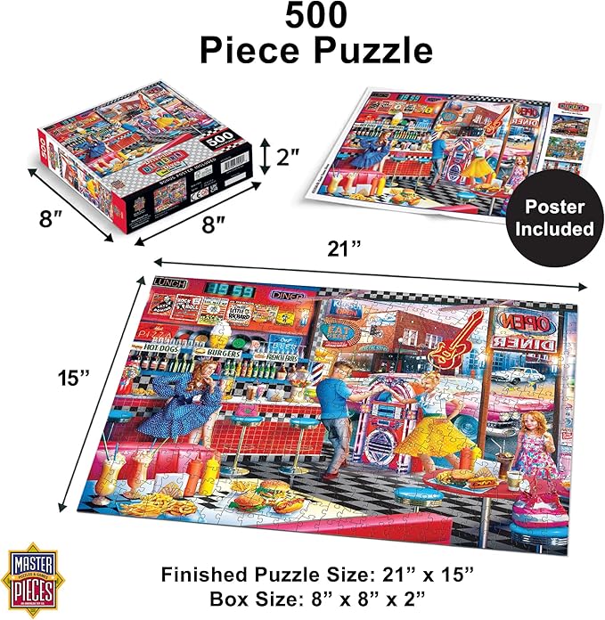 MasterPieces 550 Piece Jigsaw Puzzle for Adults, Family, Or Youth - Good Times Diner - 18"x24"