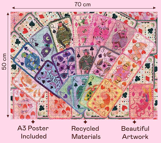 Elena Essex Puzzles for Adults 1000 Pieces - House of Cards, 1000 Piece Puzzle for Adults, Jigsaw Puzzles 1000 Pieces, Cool Deck Pack of Cards Puzzle, Size 28x20 inches