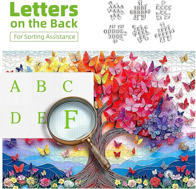 1000 Piece Jigsaw Puzzle for Adults - Vibrant Butterfly Tree with Colorful Blossoms, Challenging & Beautiful Puzzle for Family Fun, Stress Relief, and Home Decor