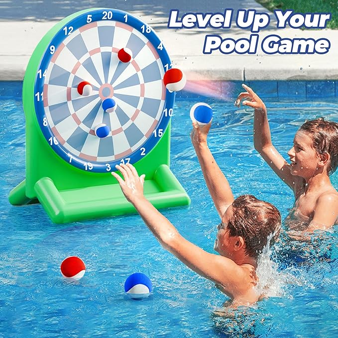 Funscape Kids Fun Pool Toys, Inflatable Dart Board Toss Water Game, Swimming Pool Float, Beach Yard Outdoor Play, Summer Birthday Party Sport Gift 3 4 5 6 7 8 9 12 Yrs Boy Girl Teen Adult Family-Green