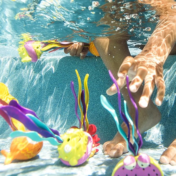 B. toys – Shark Scoop Diving Pool Playset with Finley & 4 Snacks – Encourages Active Play & Coordination – Easy Grip – Worry – Free Materials – Fun Summer Water Toy for Toddlers & 3+ Years