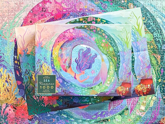 Elena Essex Puzzles for Adults 1000 Pieces - Sea Treasures, 1000 Piece Puzzle for Adults, Jigsaw Puzzles 1000 Pieces, Ocean Mermaid Sea Marine Underwater Puzzle, Size 28x20 inches