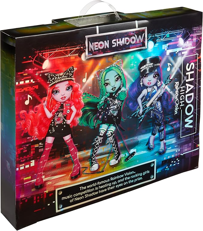 Rainbow Vision Shadow High Neon Shadow- Harley Limestone (Neon Green) Posable Fashion Doll. 2 Designer Outfits to Mix & Match, Rock Band Accessories Playset, Great Toy Gift Kids 6-12 Years & Collector